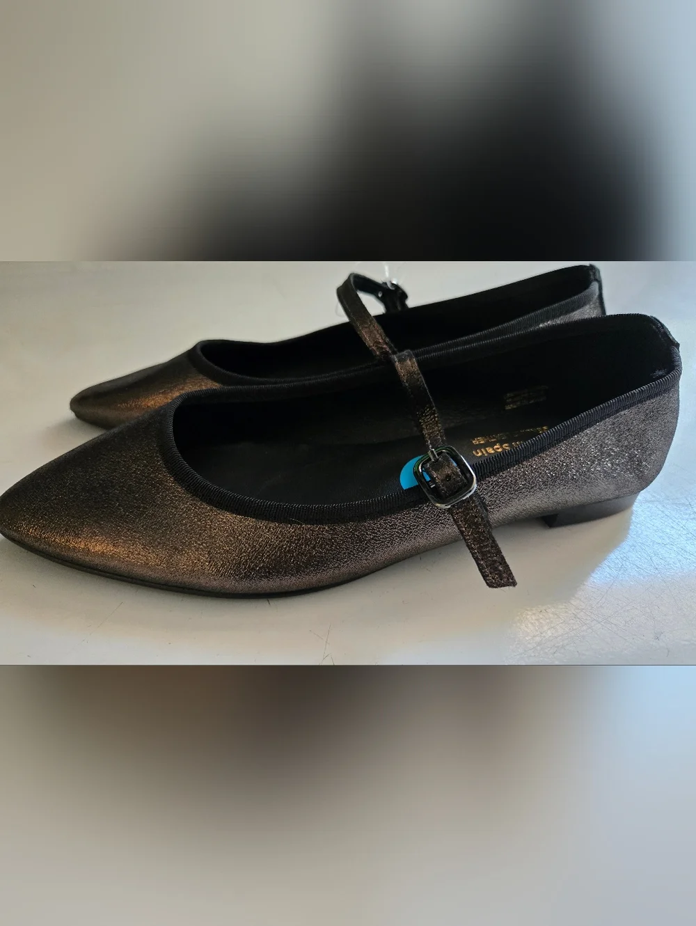 Maypol Spain Metallic Mary Jane Flats Bronze Pointed Toe Leather Size 38‎ / 7.5